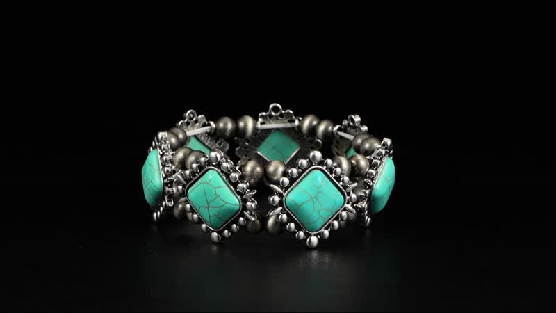 Doorbuster Blue Howlite, Resin Stretch Bracelet in Silvertone 70.00 ctw
