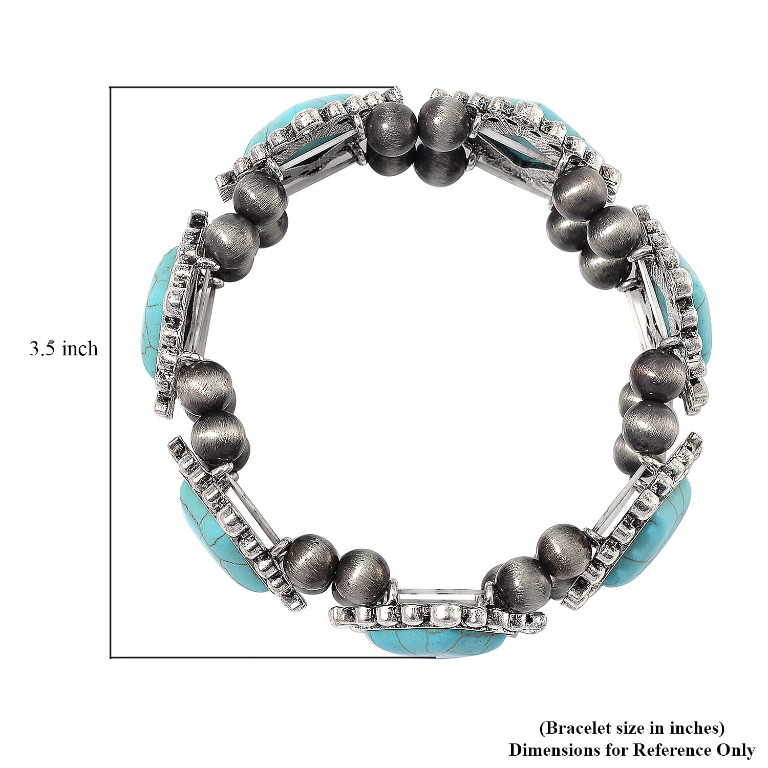 Blue Howlite and Resin 70.00 ctw Stretch Bracelet in Silvertone