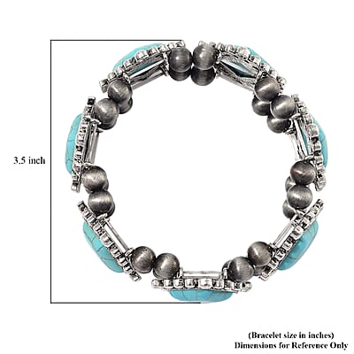Blue Howlite and Resin 70.00 ctw Stretch Bracelet in Silvertone