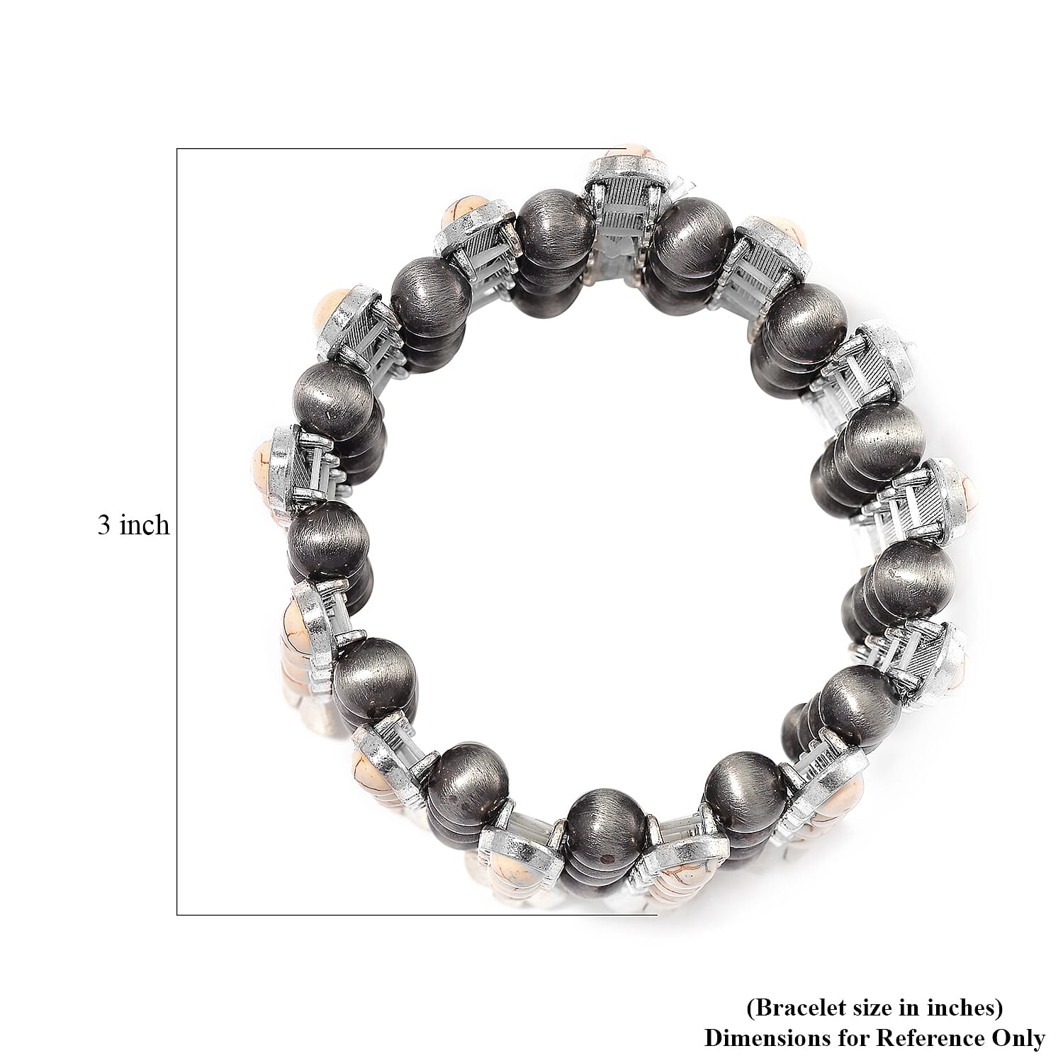 Constituted White Howlite and Resin 45.00 ctw Stretch Bracelet in Silvertone