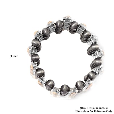 Constituted White Howlite and Resin 45.00 ctw Stretch Bracelet in Silvertone
