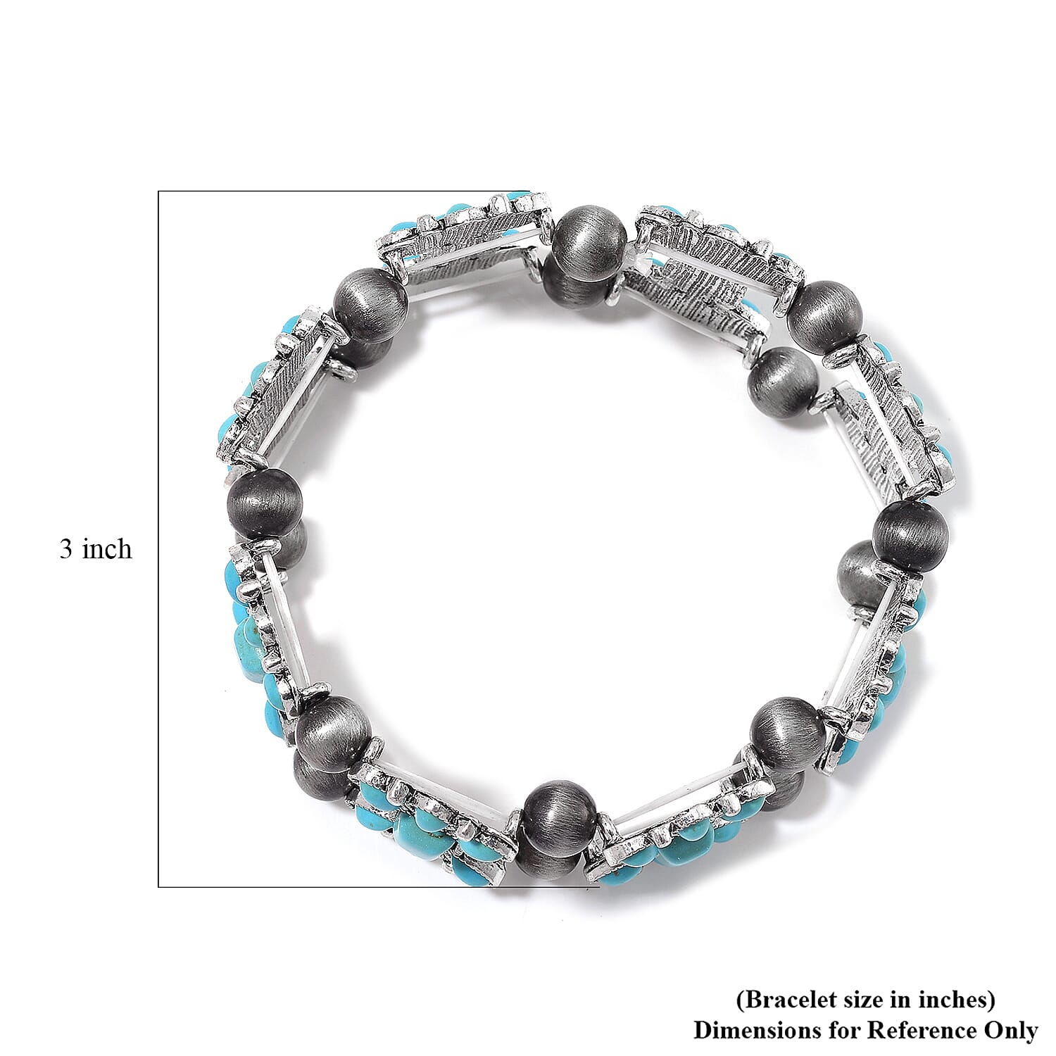 Blue Howlite and Resin 40.00 ctw Stretch Bracelet in Silvertone