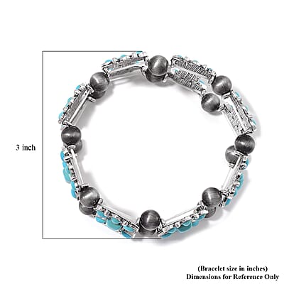 Blue Howlite and Resin 40.00 ctw Stretch Bracelet in Silvertone