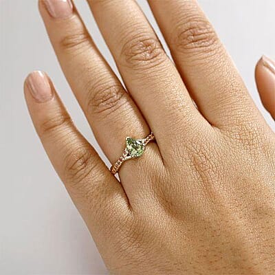 Certified & Appraised Luxoro AAA Natural Calabar Green Tourmaline and Padparadscha Sapphire 1.30 ctw Ring in 10K Yellow Gold (Size 10.0)