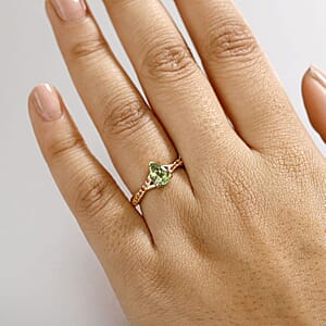 Certified & Appraised Luxoro AAA Natural Calabar&nbsp;Green Tourmaline and Padparadscha Sapphire 1.30 ctw Ring in 10K Yellow Gold (Size 10.0)