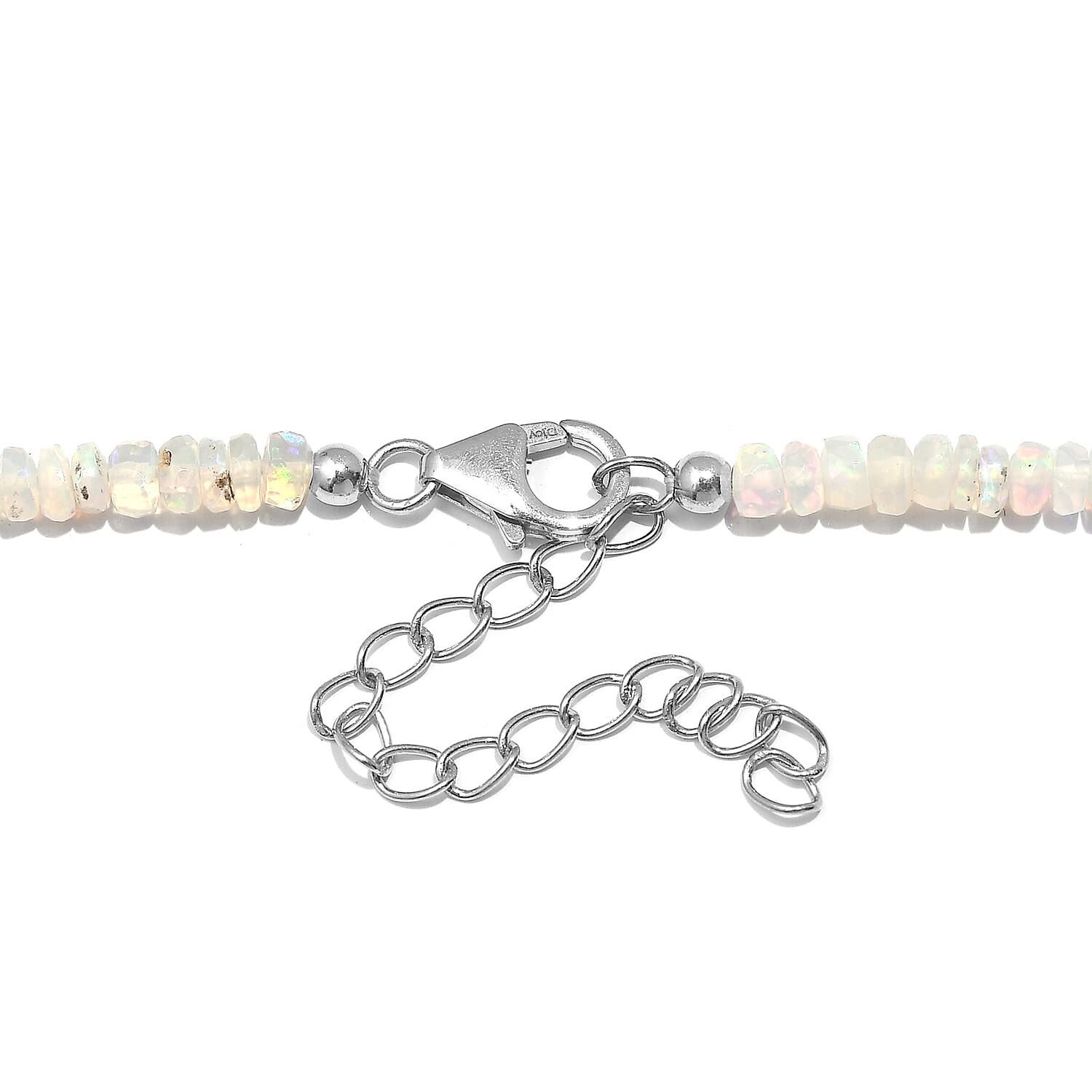 Premium Ethiopian Welo Opal Beaded 40.00 ctw Necklace 18 Inches in Rhodium Over Sterling Silver