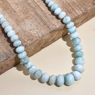 Natural Green Larimar 120.00 ctw Necklace in Rhodium Over Sterling Silver (18 Inches)