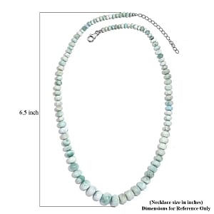 Natural Green Larimar 120.00 ctw Necklace in Rhodium Over Sterling Silver (18 Inches)