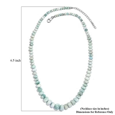 Natural Green Larimar 120.00 ctw Necklace in Rhodium Over Sterling Silver (18 Inches)