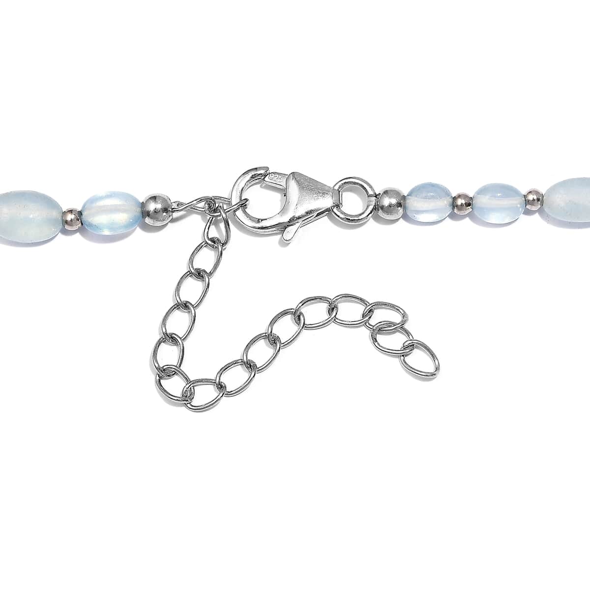 Aquamarine 70.00 ctw Beaded Necklace 18 Inches in Rhodium Over Sterling Silver  image number 4