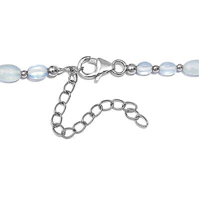 Aquamarine 70.00 ctw Beaded Necklace 18 Inches in Rhodium Over Sterling Silver 