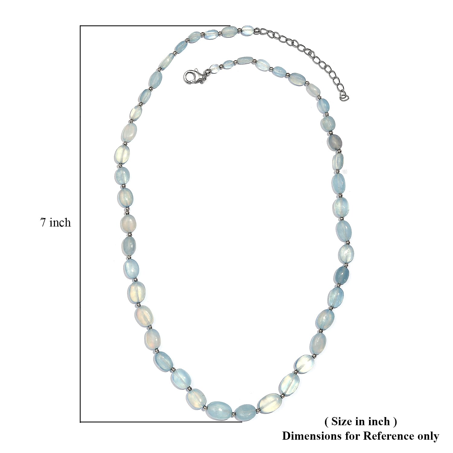Aquamarine 70.00 ctw Beaded Necklace 18 Inches in Rhodium Over Sterling Silver 