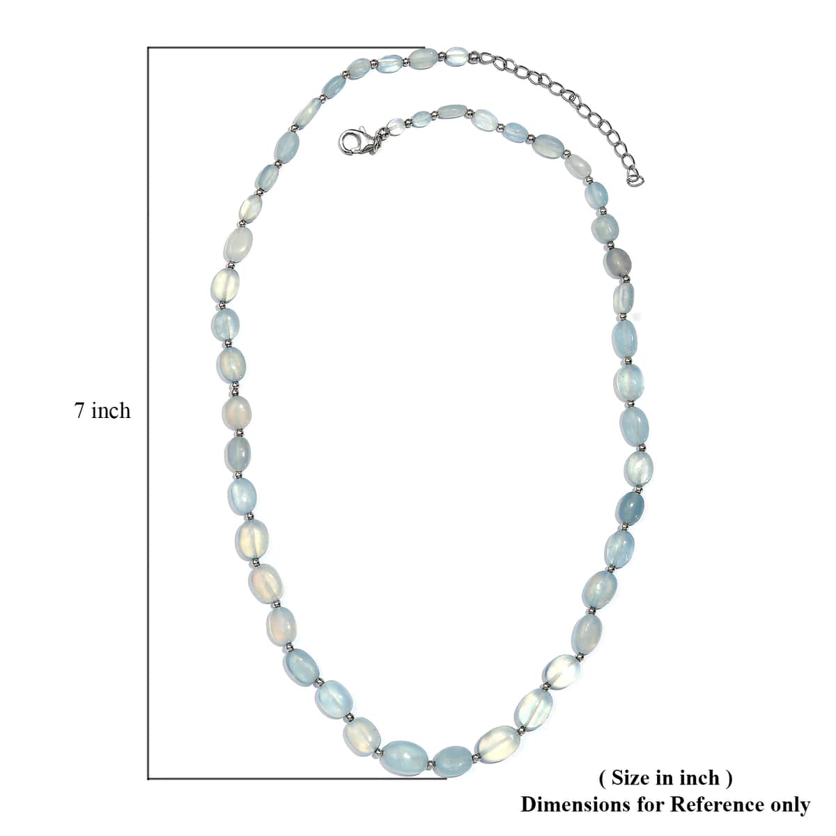 Aquamarine 70.00 ctw Beaded Necklace 18 Inches in Rhodium Over Sterling Silver  image number 5