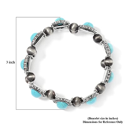 Blue Howlite and Resin 18.00 ctw Stretch Bracelet in Silvertone
