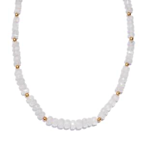 Rainbow Moonstone Beaded 75.00 ctw Necklace 18 Inches in Vermeil Yellow Gold Over Sterling Silver 