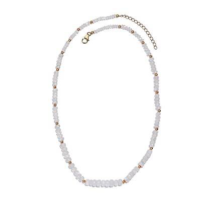 Rainbow Moonstone Beaded 75.00 ctw Necklace 18 Inches in Vermeil Yellow Gold Over Sterling Silver 