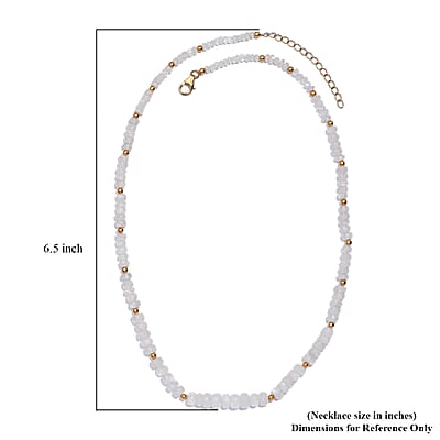 Rainbow Moonstone Beaded 75.00 ctw Necklace 18 Inches in Vermeil Yellow Gold Over Sterling Silver 