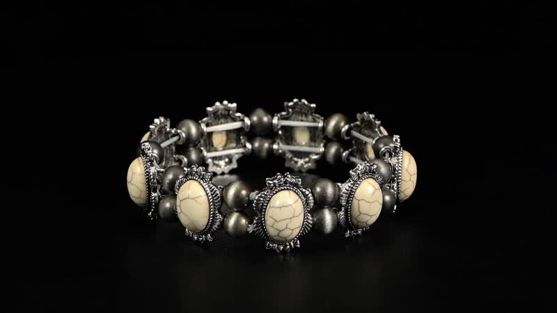 Doorbuster Blue Howlite, Resin Stretch Bracelet in Silvertone 18.00 ctw