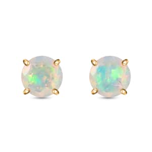 Luxoro AAA Ethiopian Welo Opal 1.60 ctw Solitaire Stud Earrings in 10K Yellow Gold