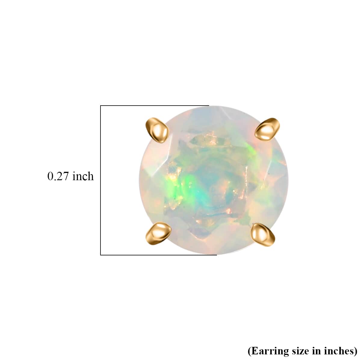 Luxoro AAA Ethiopian Welo Opal 1.60 ctw Solitaire Stud Earrings in 10K Yellow Gold image number 5