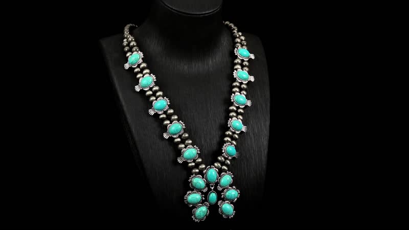 Doorbuster Blue Howlite, Resin Necklace (24-28 Inches) in Silvertone 34.00 ctw