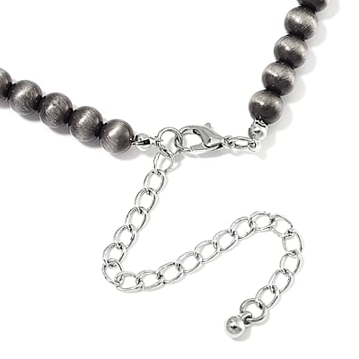 Blue Howlite and Resin Squash Blossom Necklace in Silvertone 24-28 Inches