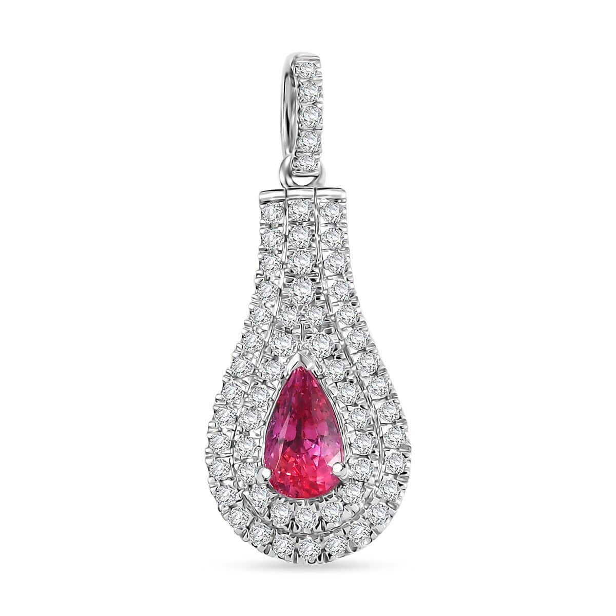 Certified & Appraised Rhapsody AAAA Padparadscha Sapphire and E-F VS2 Diamond 1.37 ctw Pendant in 950 Platinum 4.25 Grams image number 0