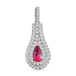 Certified & Appraised Rhapsody AAAA Padparadscha Sapphire and E-F VS2 Diamond 1.37 ctw Pendant in 950 Platinum 4.25 Grams