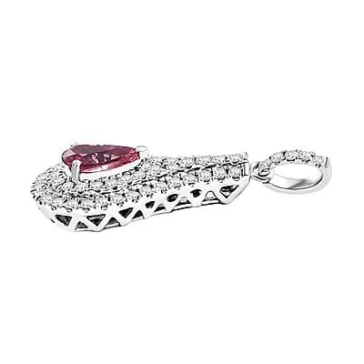 Certified & Appraised Rhapsody AAAA Padparadscha Sapphire and E-F VS2 Diamond 1.37 ctw Pendant without Chain in 950 Platinum 4.25 Grams