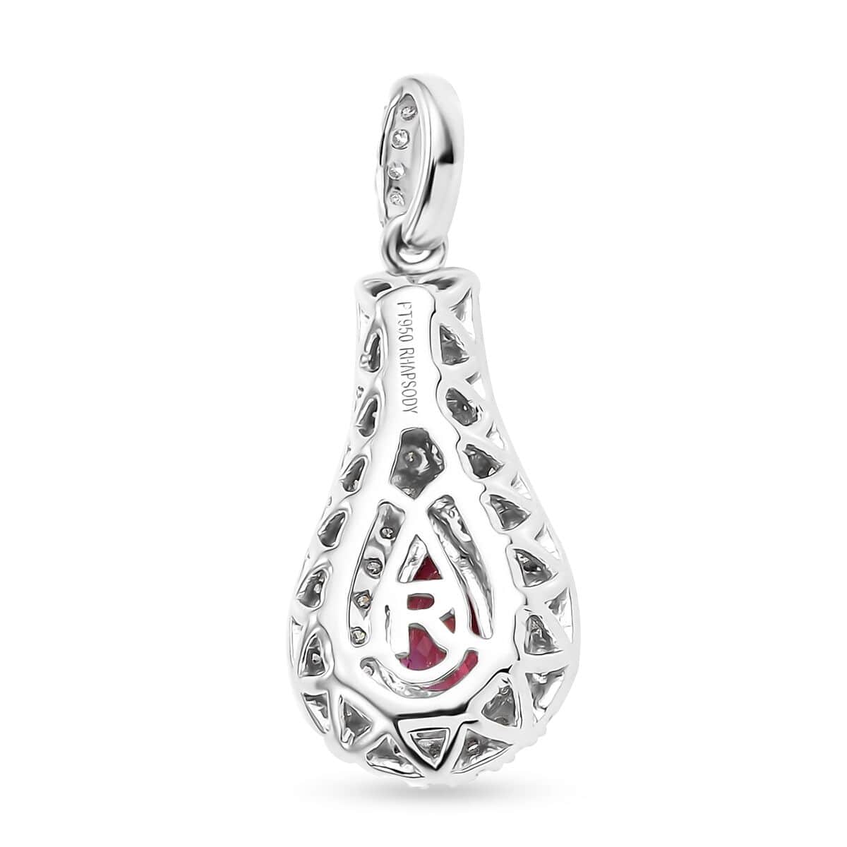 Certified & Appraised Rhapsody AAAA Padparadscha Sapphire and E-F VS2 Diamond 1.37 ctw Pendant in 950 Platinum 4.25 Grams image number 4