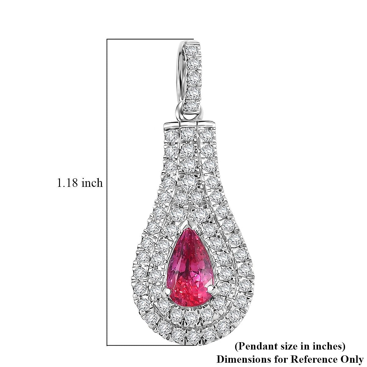 Certified & Appraised Rhapsody AAAA Padparadscha Sapphire and E-F VS2 Diamond 1.37 ctw Pendant without Chain in 950 Platinum 4.25 Grams