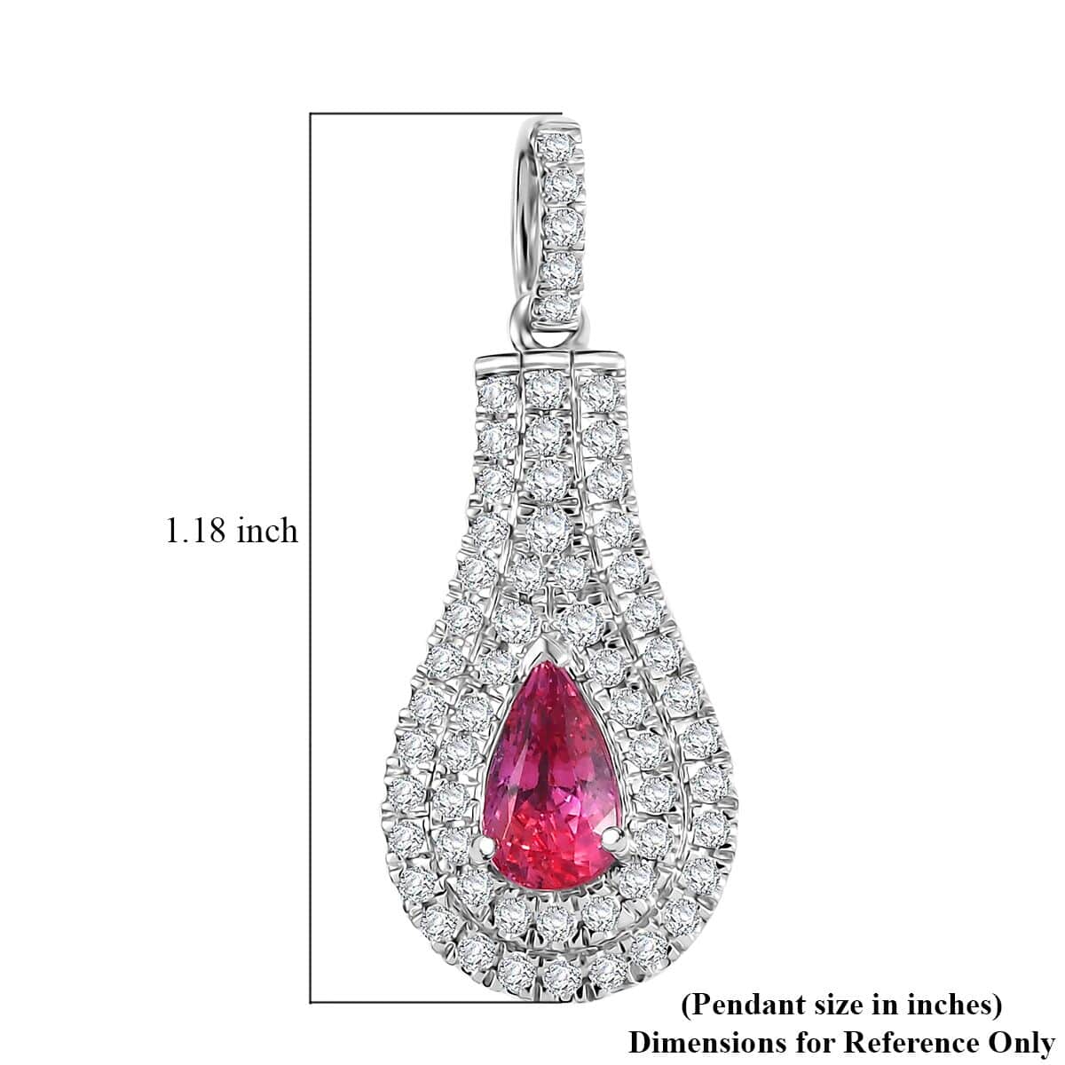 Certified & Appraised Rhapsody AAAA Padparadscha Sapphire and E-F VS2 Diamond 1.37 ctw Pendant in 950 Platinum 4.25 Grams image number 5