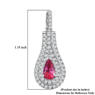 Certified & Appraised Rhapsody AAAA Padparadscha Sapphire and E-F VS2 Diamond 1.37 ctw Pendant without Chain in 950 Platinum 4.25 Grams