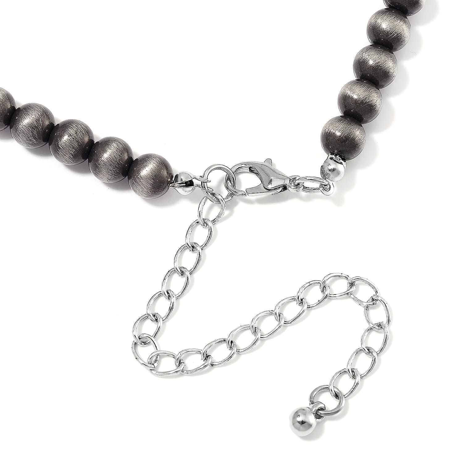 Constituted White Howlite and Resin 34.00 ctw Squash Blossom Necklace in Silvertone 24-28 Inches