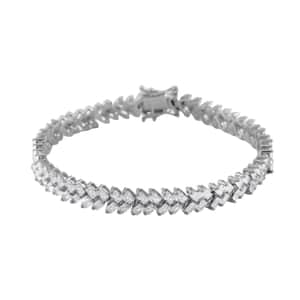 Doorbuster White Zircon 9.65 ctw Sunray's Bracelet in Rhodium Over Sterling Silver (6.50 In)