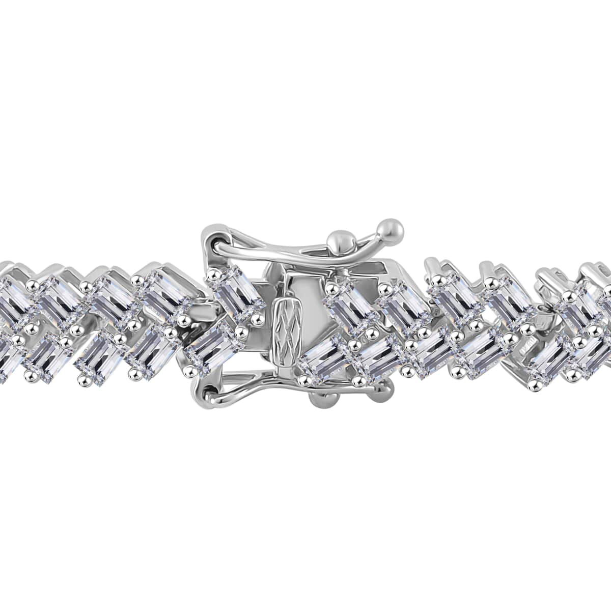 Doorbuster White Zircon 9.65 ctw Sunray's Bracelet in Rhodium Over Sterling Silver (6.50 In) image number 2