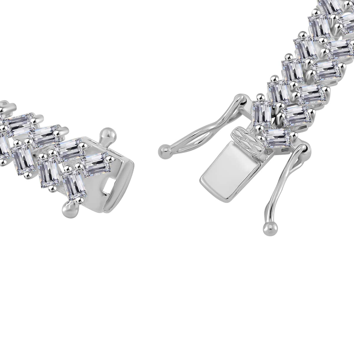 Doorbuster White Zircon 9.65 ctw Sunray's Bracelet in Rhodium Over Sterling Silver (6.50 In) image number 3