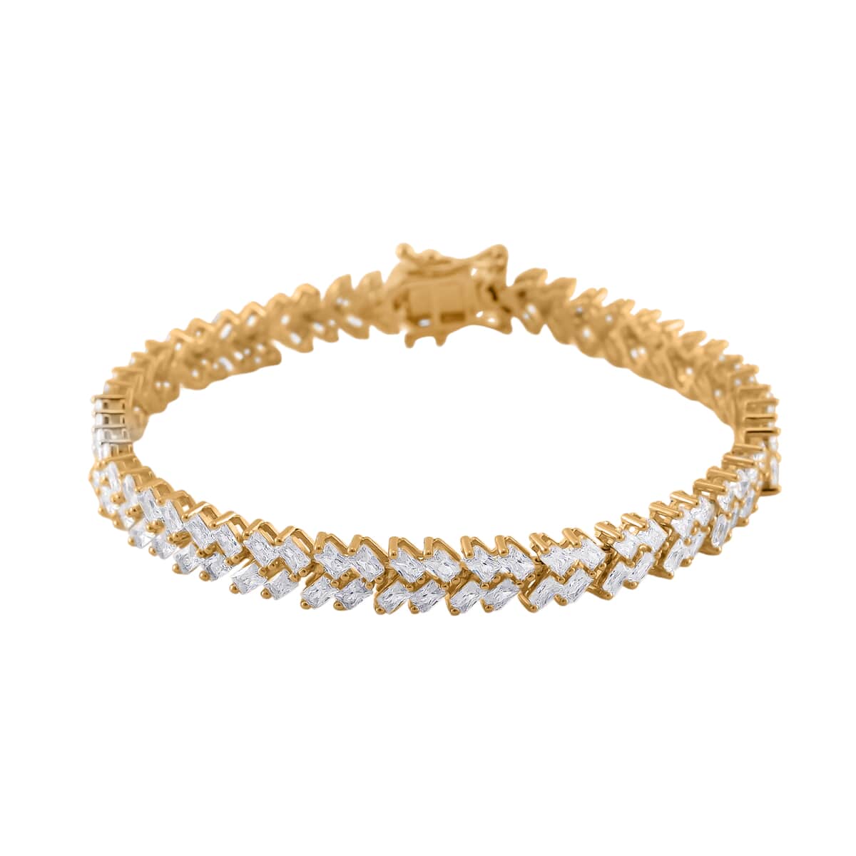 Doorbuster White Zircon 9.65 ctw Sunray's Bracelet in 18K Vermeil Yellow Gold Over Sterling Silver (6.50 In) image number 0