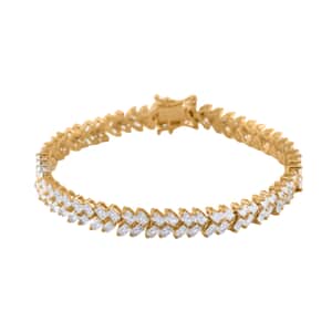 Doorbuster White Zircon 9.65 ctw Sunray's Bracelet in 18K Vermeil Yellow Gold Over Sterling Silver (6.50 In)