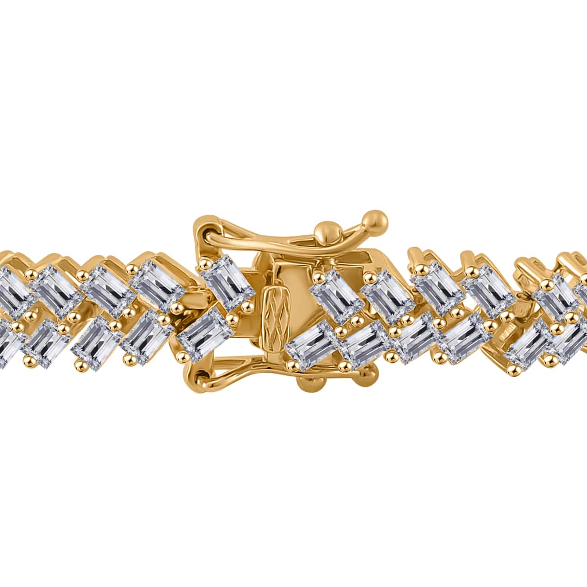 Doorbuster White Zircon 9.65 ctw Sunray's Bracelet in 18K Vermeil Yellow Gold Over Sterling Silver (6.50 In) image number 2