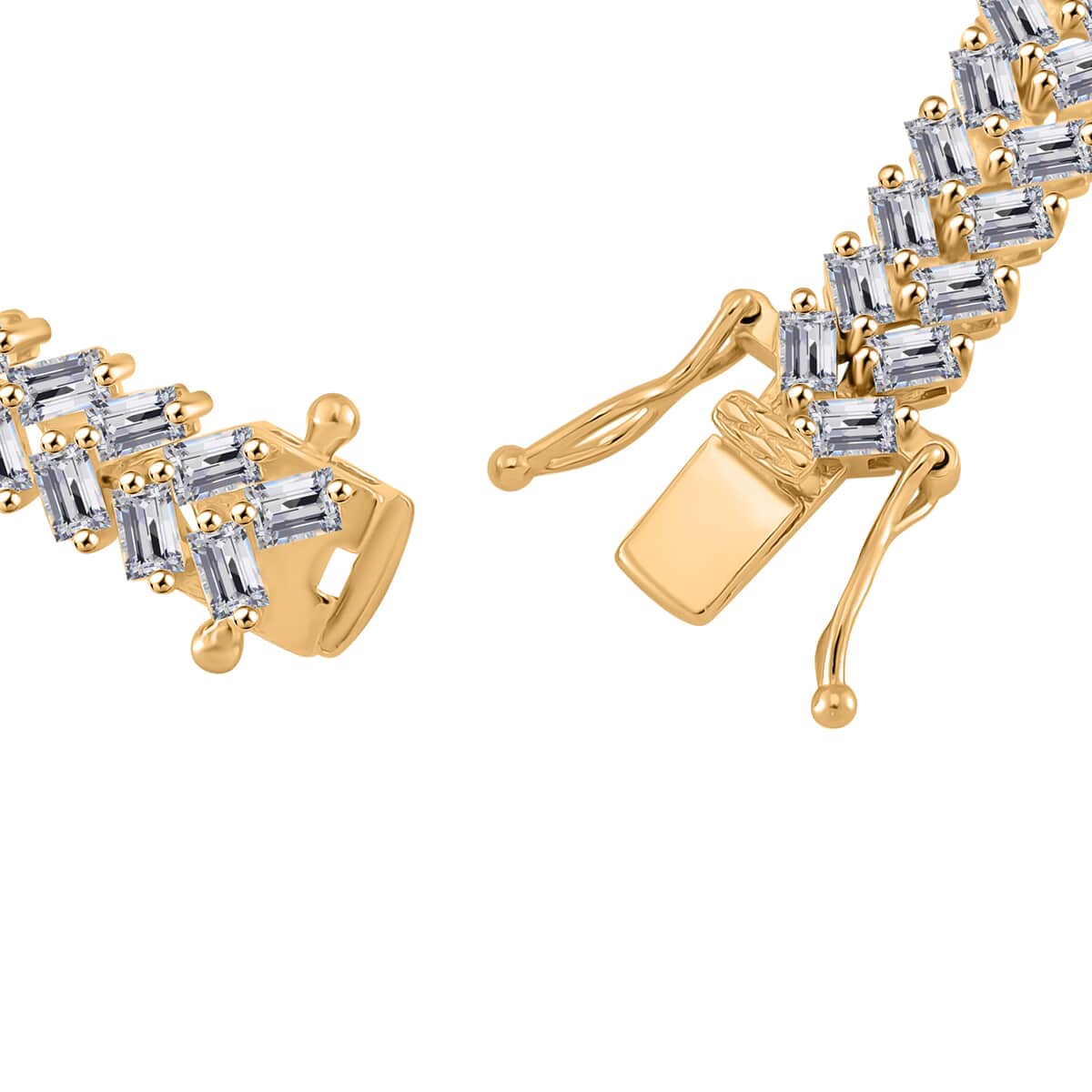 Doorbuster White Zircon 9.65 ctw Sunray's Bracelet in 18K Vermeil Yellow Gold Over Sterling Silver (6.50 In) image number 3