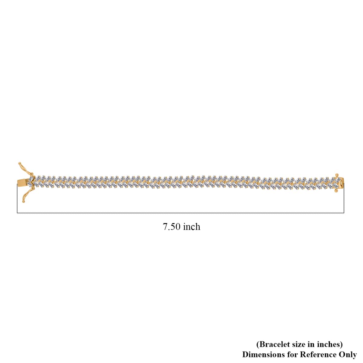 Doorbuster White Zircon 9.65 ctw Sunray's Bracelet in 18K Vermeil Yellow Gold Over Sterling Silver (6.50 In) image number 4