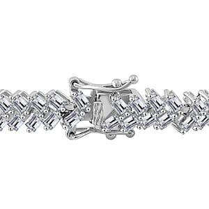 White Zircon 10.75 ctw Sunray's Bracelet in Rhodium Over Sterling Sil (7.25 In)