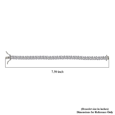 White Zircon 10.75 ctw Sunray's Bracelet in Rhodium Over Sterling Sil (7.25 In)