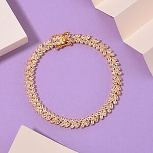 White Zircon 10.75 ctw Sunray's Bracelet in 18K Vermeil Yellow Gold Over Sterling Silver (7.25 In)