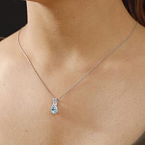 Luxoro AAA Santa Maria Aquamarine and Diamond I2 1.10 ctw Pendant without Chain in 10K White Gold (Size 7.0)