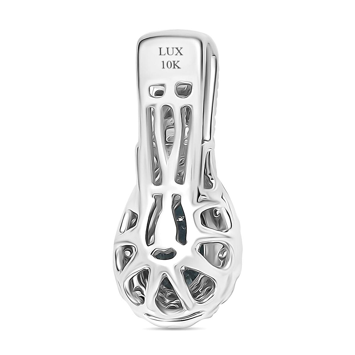 10K White Gold  AAA   Santamaria Aquamarine ,  White Diamond  I2 Main Stone With Side Stone Pendant ,  Gold Wt. 2 g 1.10 ctw image number 4