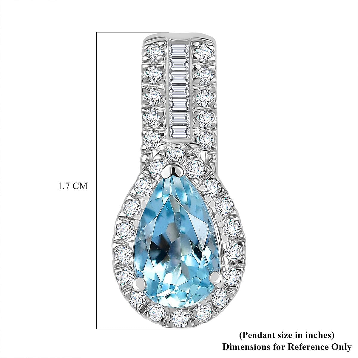10K White Gold  AAA   Santamaria Aquamarine ,  White Diamond  I2 Main Stone With Side Stone Pendant ,  Gold Wt. 2 g 1.10 ctw image number 5