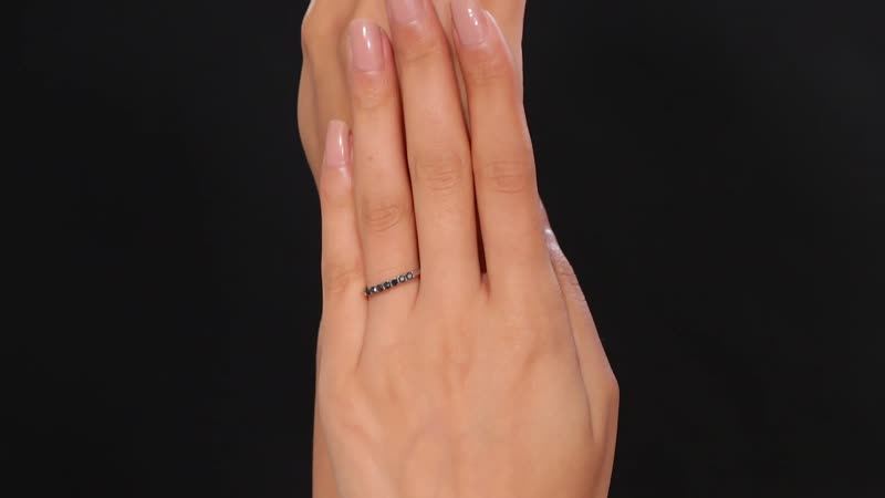 Black Diamond 0.35 ctw Band Ring in Rhodium Over Sterling Silver (Size 10.0)