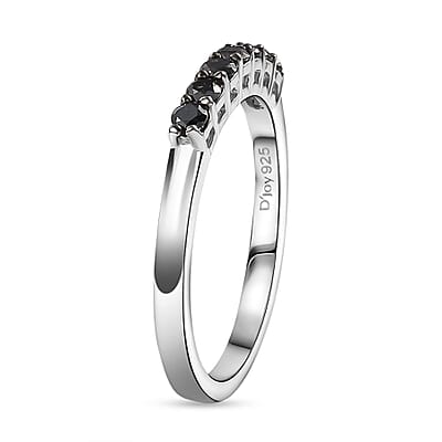 Black Diamond 0.35 ctw Band Ring in Rhodium Over Sterling Silver (Size 10.0)